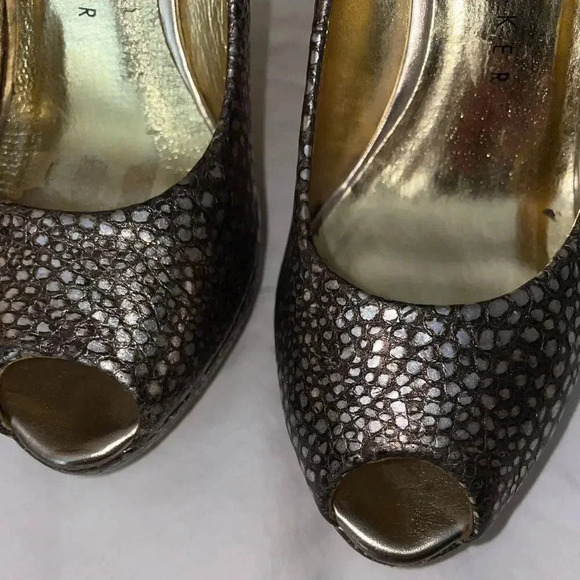 TED BAKER PERFECT HOLIDAY HEELS! METALLIC SVANA PEEP TOE PLATFORM PUMPS SIZE 36 - Picture 11 of 14